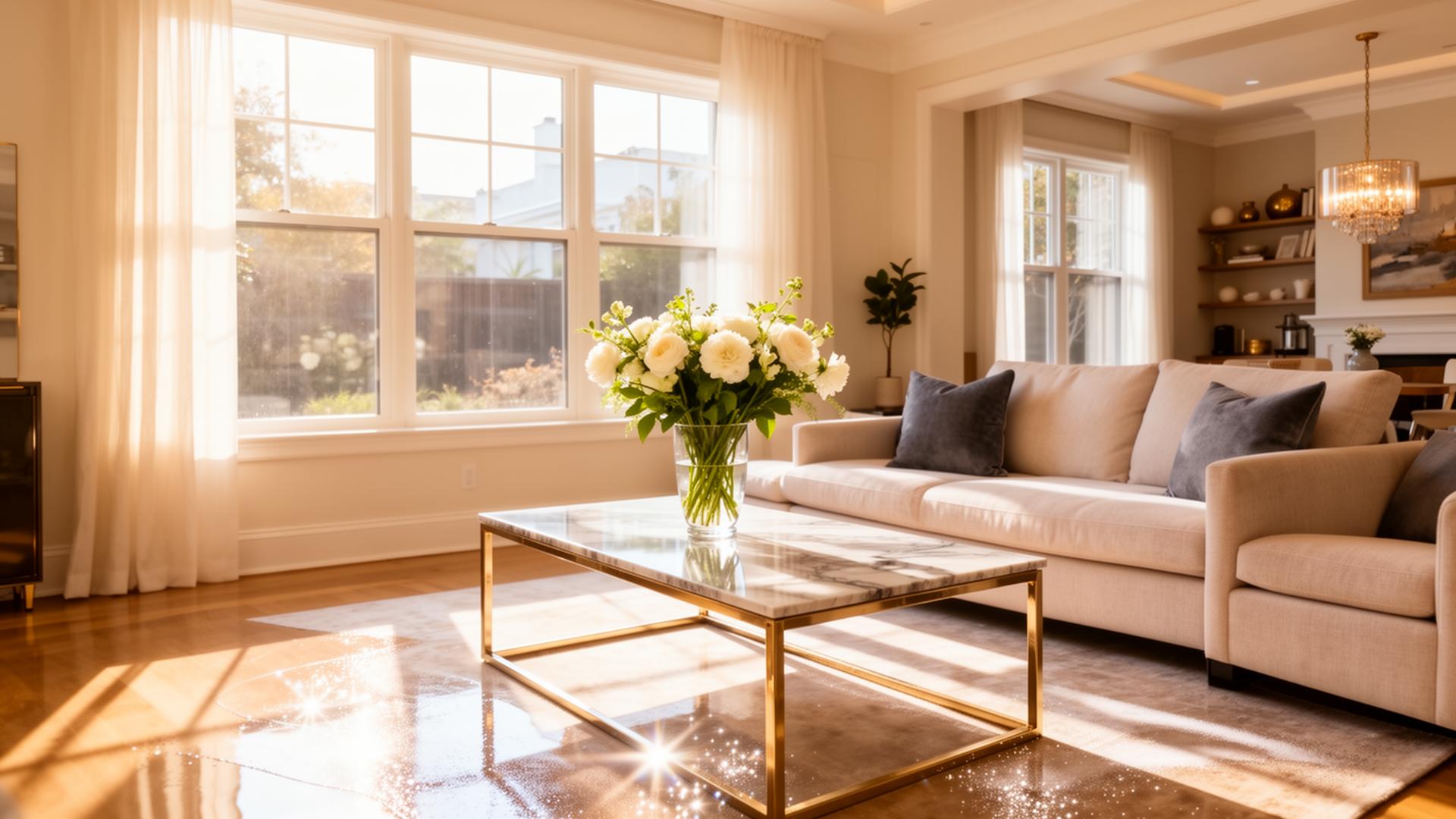 A beautifully cleaned living room with natural light